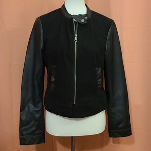 Last Kiss Wool & Vegan Leather Moto Jacket